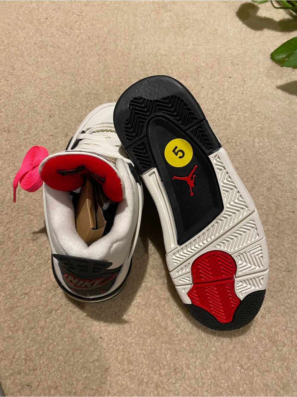 Jordan Kids White Basketball Sneakers with Red, Black & Pink Accents - Picture 4 of 4